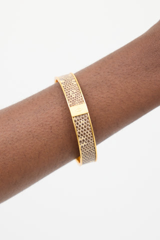 Hermès Gold 
Brown Exotic Leather Kawaii Bangle Bracelet