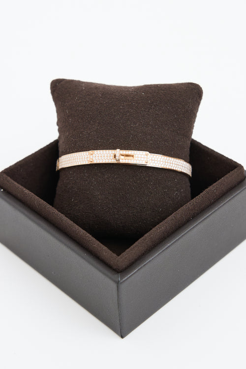  Hermès 18K Rose Gold Kelly Large Diamond Bracelet