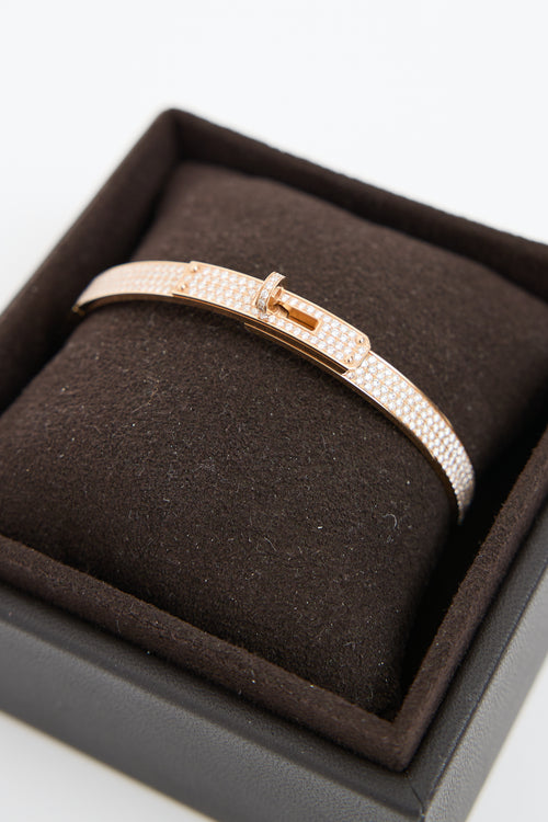  Hermès 18K Rose Gold Kelly Large Diamond Bracelet