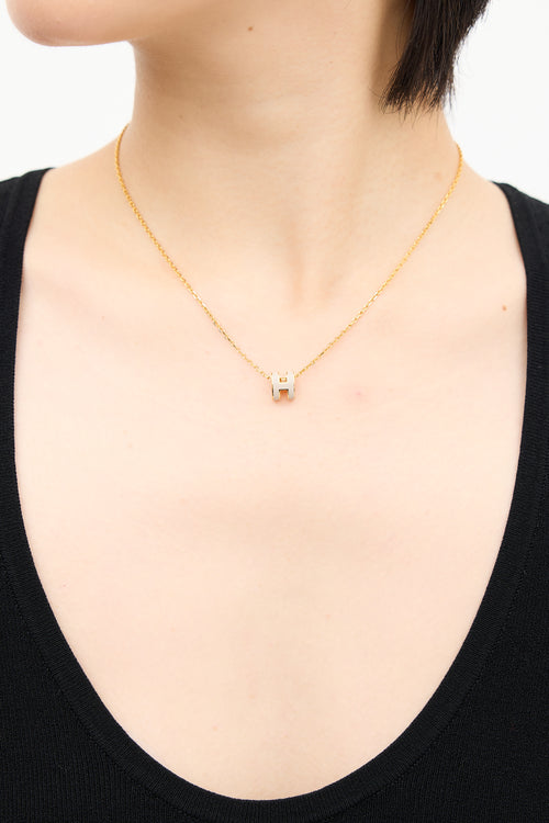 Hermès Gold 
Grey Mini Pop H Necklace