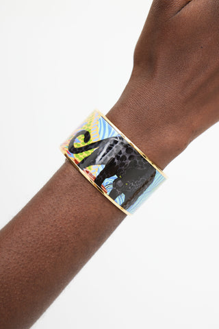 Hermès Blue 
Multicolour Jungle Of Eden Print Bangle