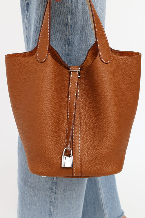 Hermès Brown Golda Nata Verso Picotin Lock  Bag