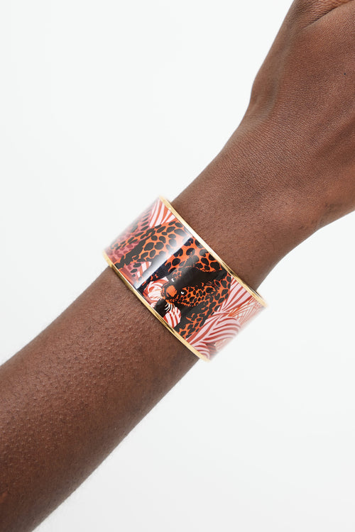 Hermès Red 
Multicolour Jungle Of Eden Print Bangle