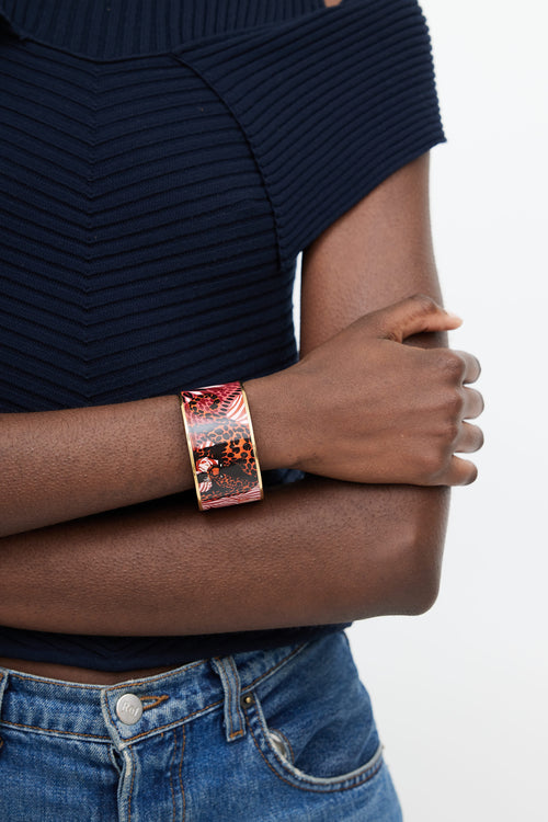 Hermès Red 
Multicolour Jungle Of Eden Print Bangle