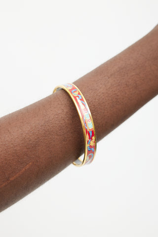 Hermès Gold 
Red Narrow Fan Enamel Bangle