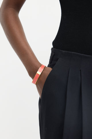 Hermès Gold 
Red Exotic Leather Kawaii Bangle Bracelet