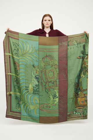 Hermès Green Carre En Carres Multi Pattern Scarf