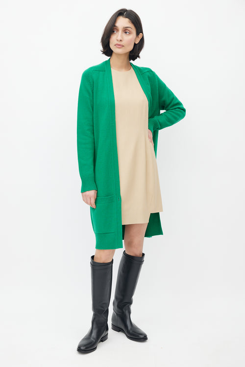 Hermès Green Cashmere Single Button Cardigan