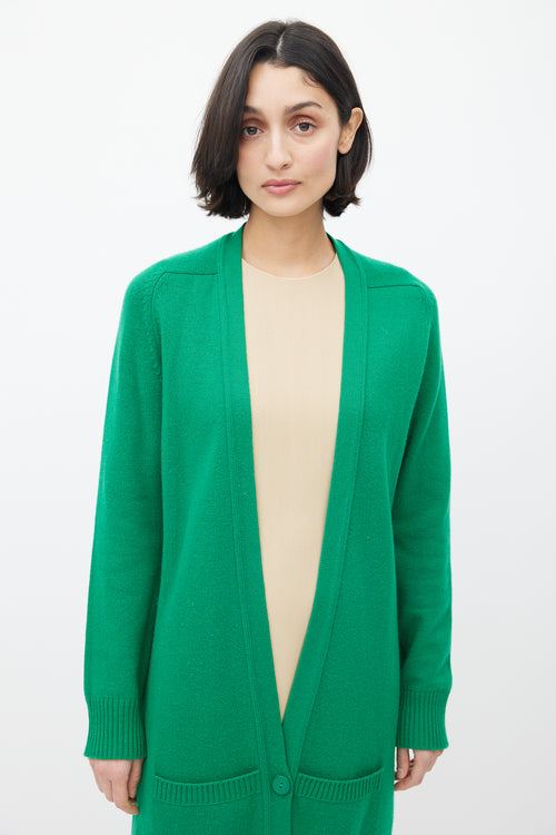 Hermès Green Cashmere Single Button Cardigan