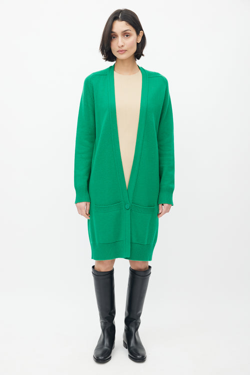 Hermès Green Cashmere Single Button Cardigan