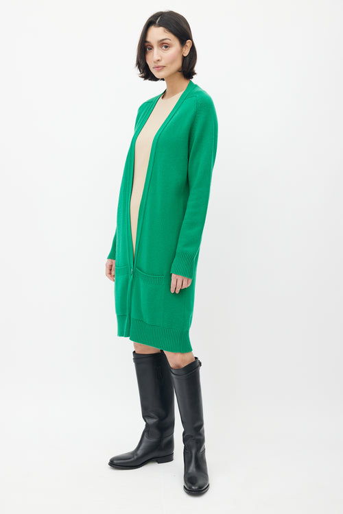 Hermès Green Cashmere Single Button Cardigan