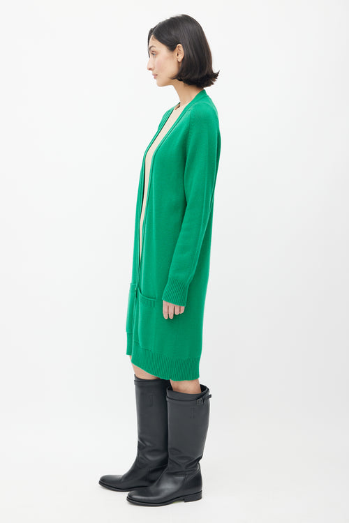 Hermès Green Cashmere Single Button Cardigan