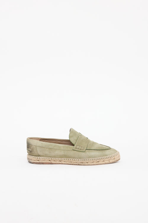 Hermès Green Suede Espadrille Loafer