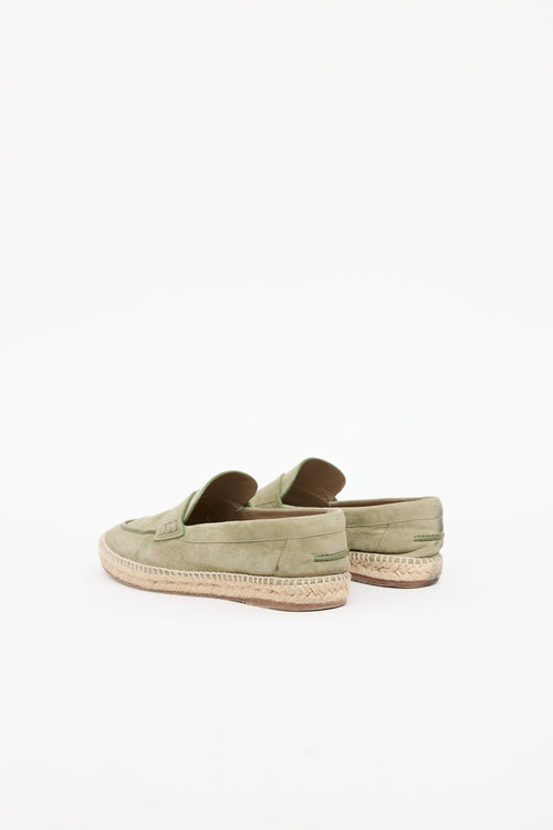 Hermès Green Suede Espadrille Loafer