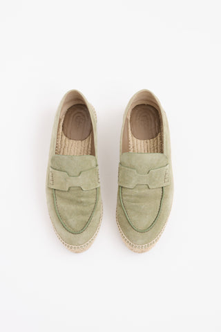 Hermès Green Suede Espadrille Loafer