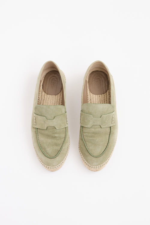 Hermès Green Suede Espadrille Loafer