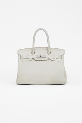 Hermès 2013 Pearl Grey Clemence Leather 
Silver Birkin 30 Bag