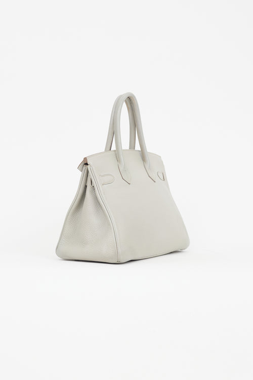 Hermès 2013 Pearl Grey Clemence Leather 
Silver Birkin 30 Bag