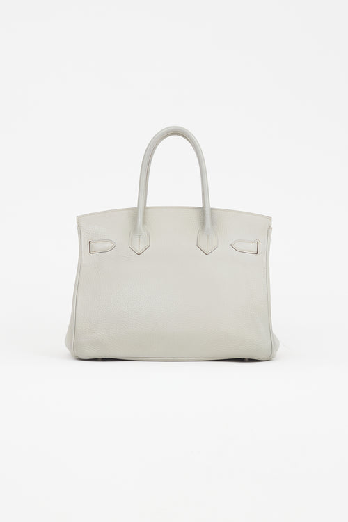 Hermès 2013 Pearl Grey Clemence Leather 
Silver Birkin 30 Bag