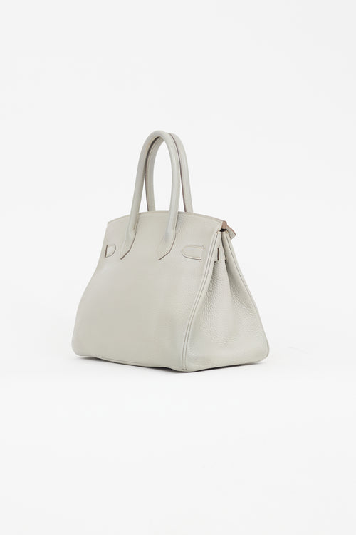 Hermès 2013 Pearl Grey Clemence Leather 
Silver Birkin 30 Bag