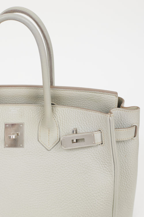 Hermès 2013 Pearl Grey Clemence Leather 
Silver Birkin 30 Bag