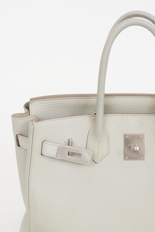 Hermès 2013 Pearl Grey Clemence Leather 
Silver Birkin 30 Bag