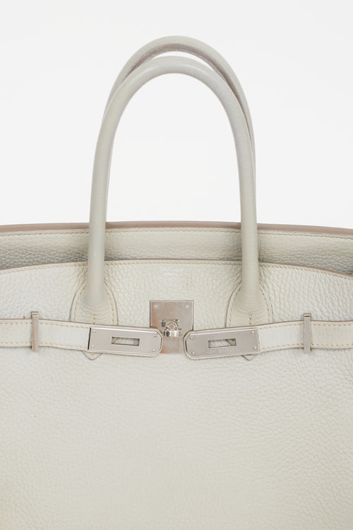 Hermès 2013 Pearl Grey Clemence Leather 
Silver Birkin 30 Bag