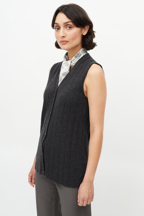 Hermès Grey Cashmere Ribbed Vest