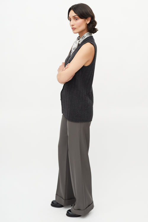 Hermès Grey Cashmere Ribbed Vest