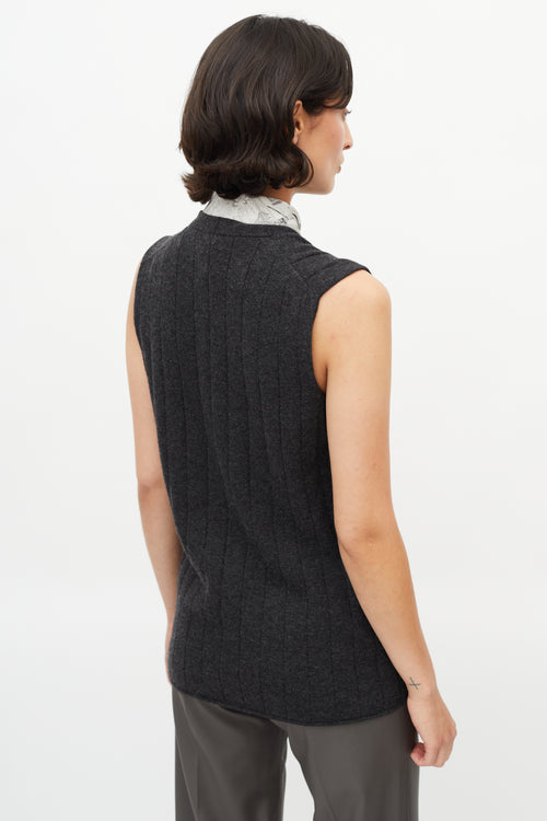 Hermès Grey Cashmere Ribbed Vest