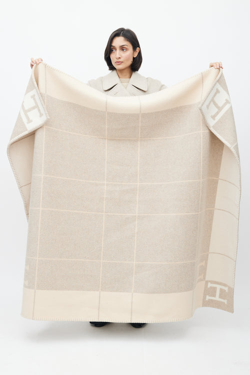 Hermès Grey 
Cream Avalon III Throw Blanket