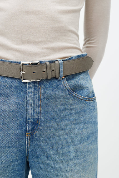 Hermès Grey 
Silver Leather Belt