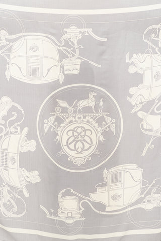 Hermes Grey 
White Ex-Libris Scarf