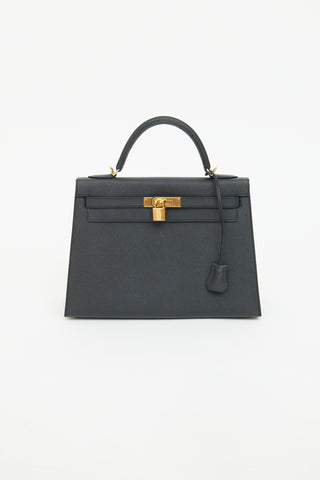 Hermès Noir Kelly Epsom Sellier 32 Bag