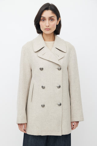 Hermès Light Grey Cashmere Double Breasted Coat