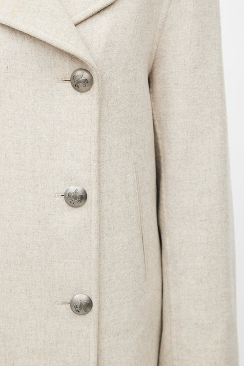 Hermès Light Grey Cashmere Double Breasted Coat