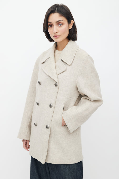 Hermès Light Grey Cashmere Double Breasted Coat