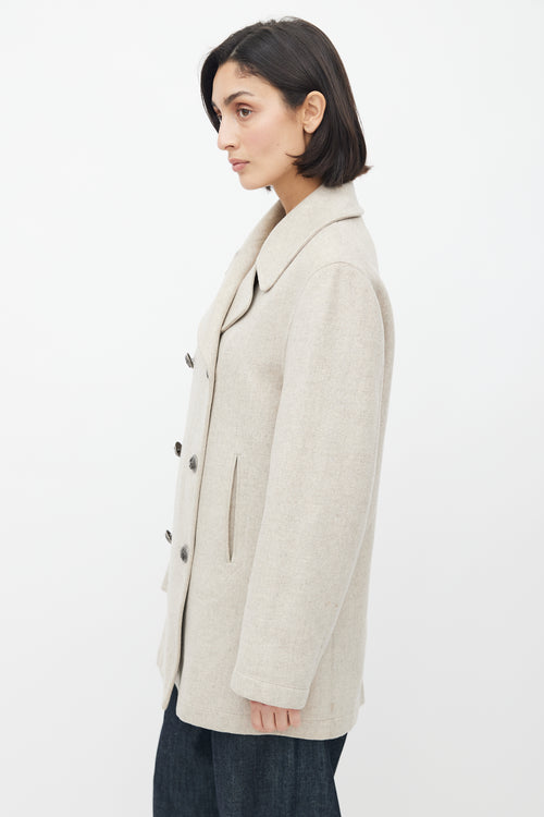 Hermès Light Grey Cashmere Double Breasted Coat