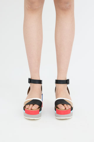 Multi Colour-block Platform Sandal