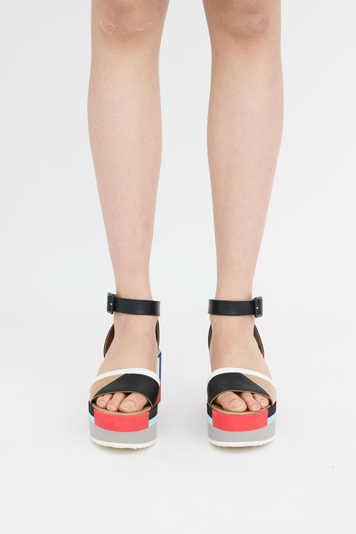 Multi Colour-block Platform Sandal