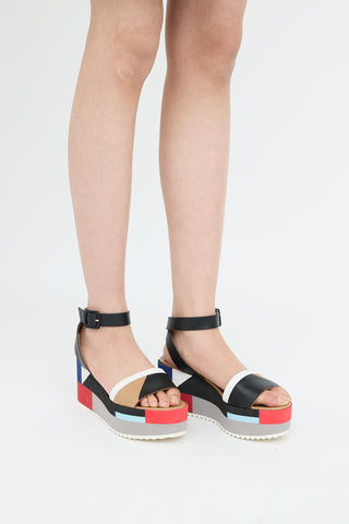 Multi Colour-block Platform Sandal