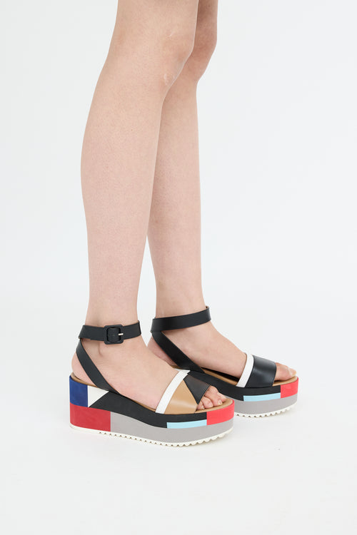 Multi Colour-block Platform Sandal