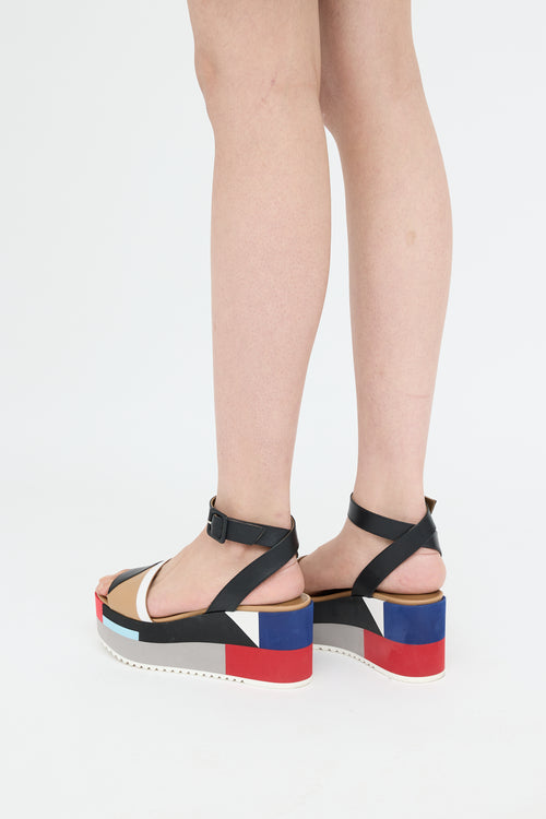 Multi Colour-block Platform Sandal