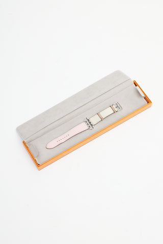 Hermès Pink 
Cream Leather Apple Watch Series 4 Strap