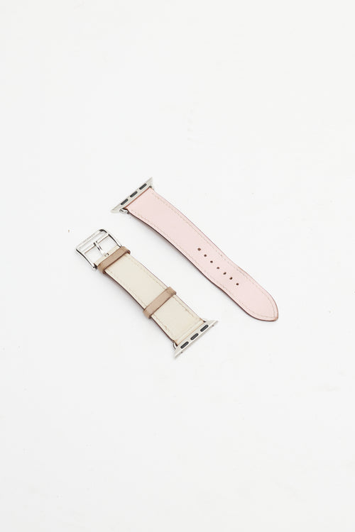 Hermès Pink 
Cream Leather Apple Watch Series 4 Strap