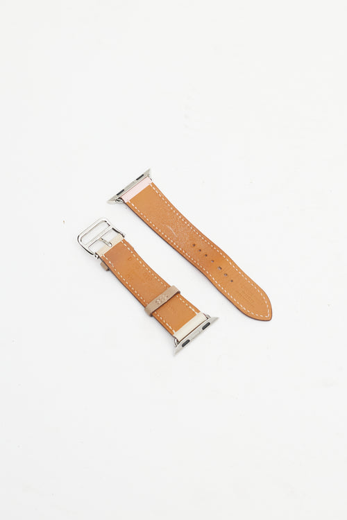 Hermès Pink 
Cream Leather Apple Watch Series 4 Strap