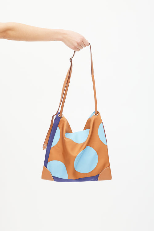 Hermès Brown 
Blue Silk City Bag