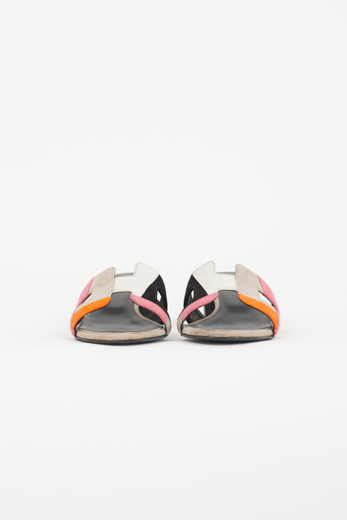 Hermès Multicolour Suede Oasis Heeled Sandal