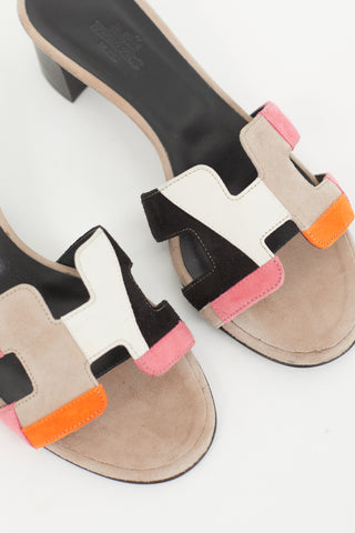 Hermès Multicolour Suede Oasis Heeled Sandal