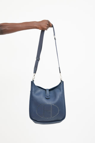 Hermès 2009 Navy Clemence Leather Evelyne 29 III GM Bag